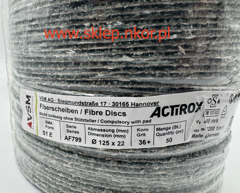 Dysk fibrowy 125 x 22 P36+ AF799 VSM ACTIROX