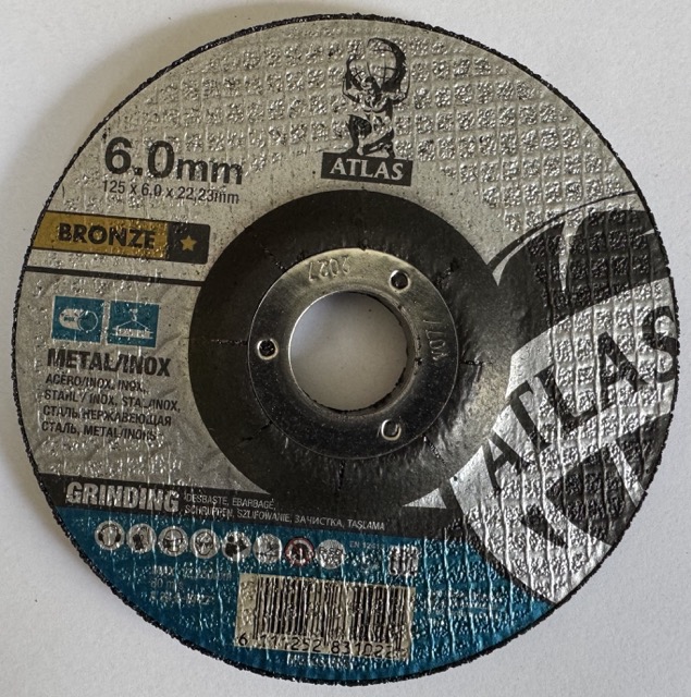 Tarcza do metalu 125X6X22.23MM - ATLAS BRONZE - stal czarna i nierdzewna